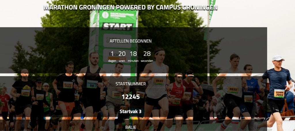 Startnummer Marathon Groningen | Afstand: Halve Marathon, Sport en Fitness, Loopsport en Atletiek, Verzenden, Nieuw, Overige typen