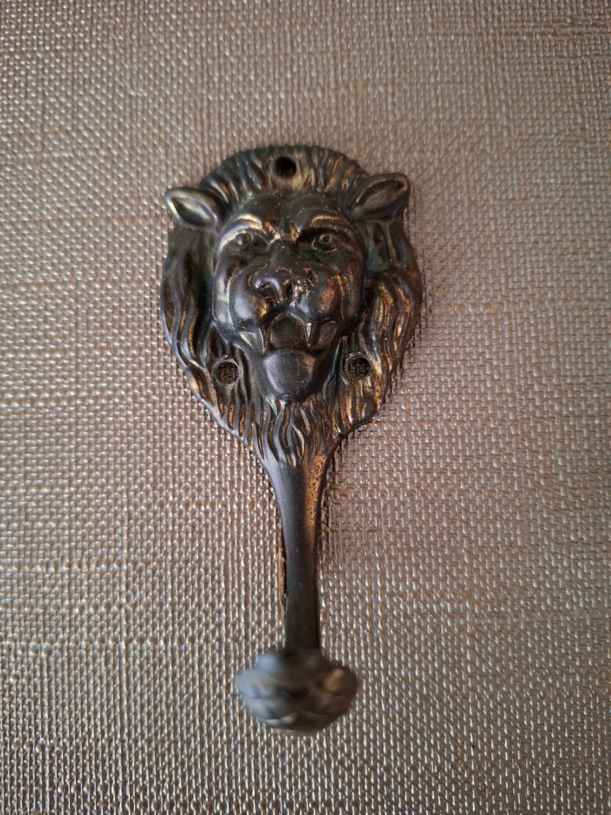 Vintage kapstokhaak leeuwenkop metaal, Ophalen of Verzenden