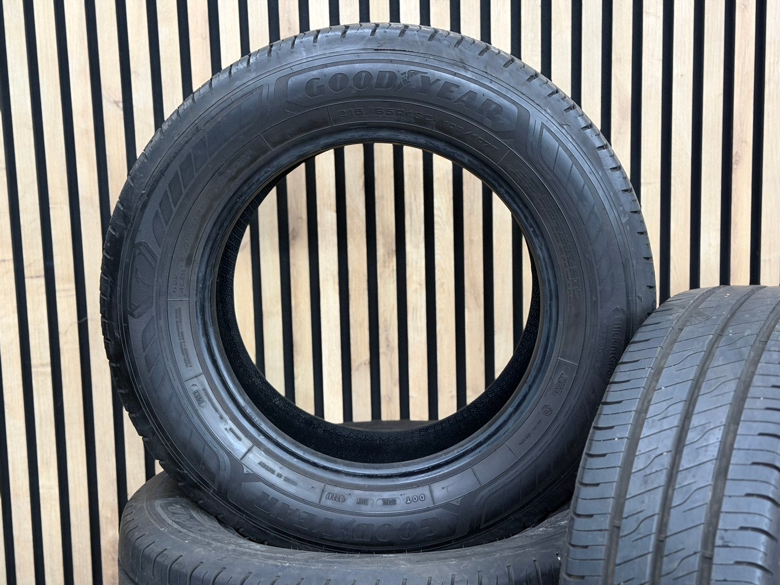 4x 215-65-16C BUS GOODYEAR ZOMER 7MM ZGAN dot24 €350 all in, Ophalen, 16 inch, Nieuw, Band(en)