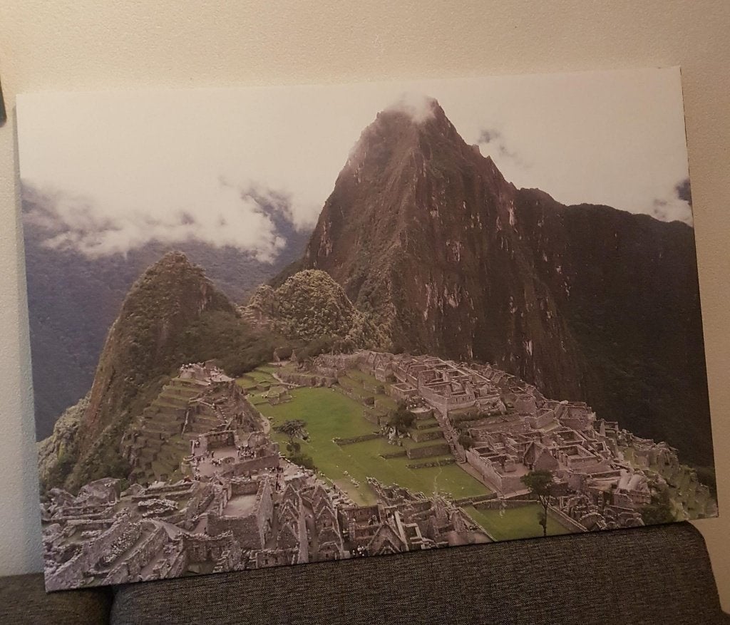 Canvas schilderij 100x70 cm (peru berg machu picchu), Antiek en Kunst, Kunst | Schilderijen | Modern, Ophalen of Verzenden
