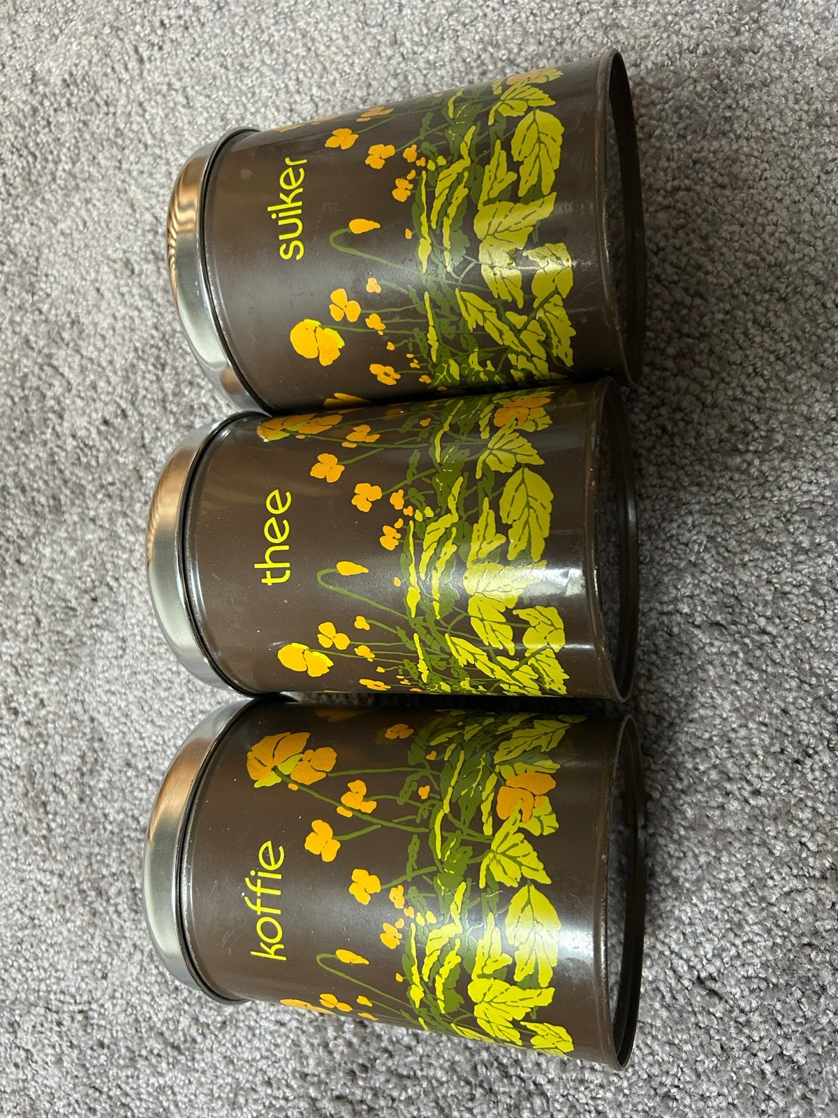 Vintage Brabantia voorraadbussen koffie, thee, suiker, Ophalen