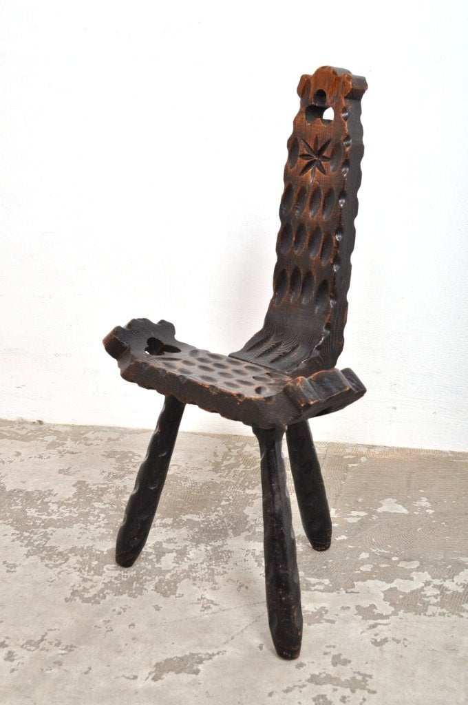 Spanish brutalist chair iepenhout stoel jaren 60, Huis en Inrichting, Stoelen, Ophalen of Verzenden, Gebruikt, Eén