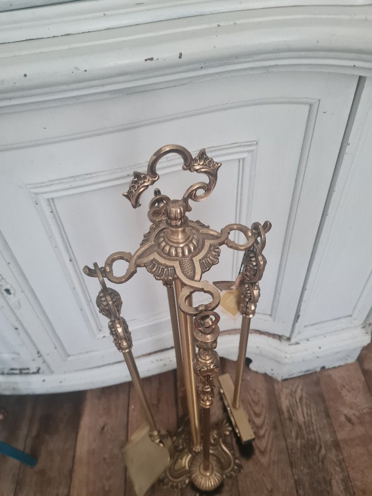 Oud massief bronzen haard set Spaans, Ophalen of Verzenden