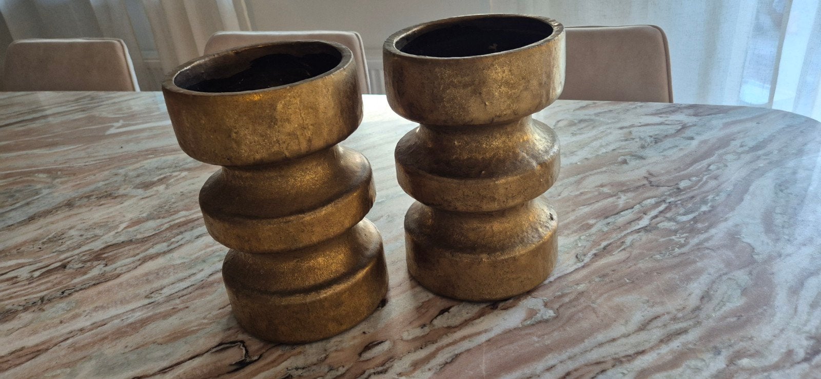 Set van 2 gouden gouden potten van Daan Kromhout, Ophalen, Zo goed als nieuw, Goud, Natuurlijk materiaal