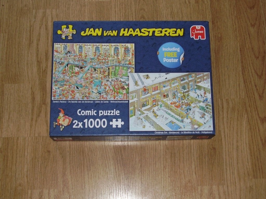 Jan van Haasteren - 2x1000 - Fabriek + Kerstavond, Hobby en Vrije tijd, Ophalen of Verzenden, 500 t/m 1500 stukjes, Zo goed als nieuw
