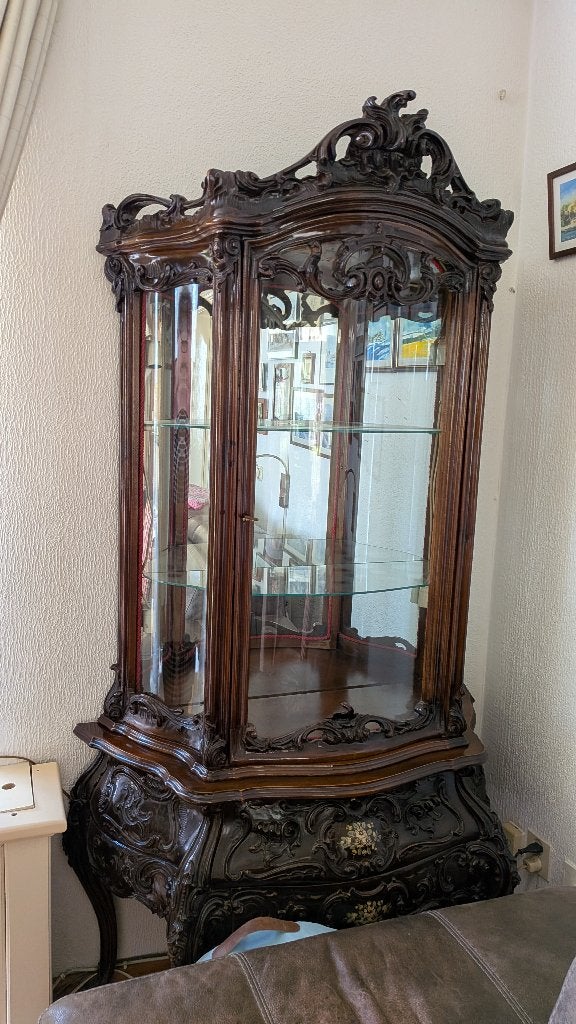 Barok vitrinekast, Ophalen, Barok, Met deur(en), Glas