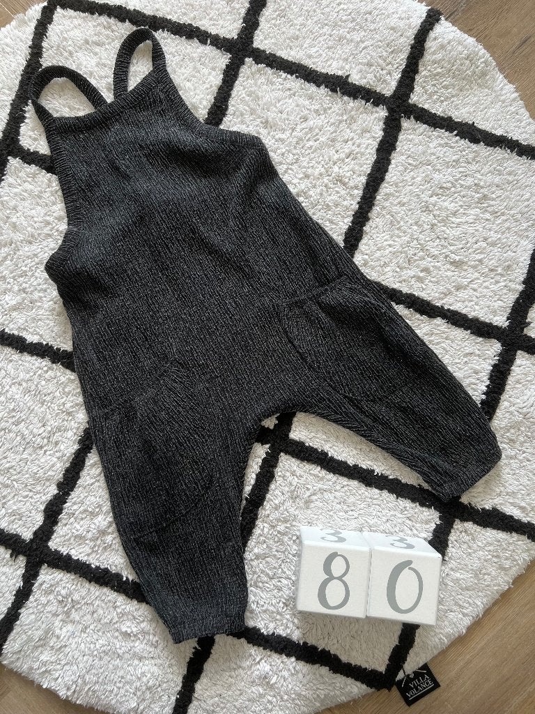 ZGAN grijs mouwlos ZARA jumpsuit tuinbroek 80 baby (12-18m), Broekje, Jongetje of Meisje, Ophalen of Verzenden, Zo goed als nieuw