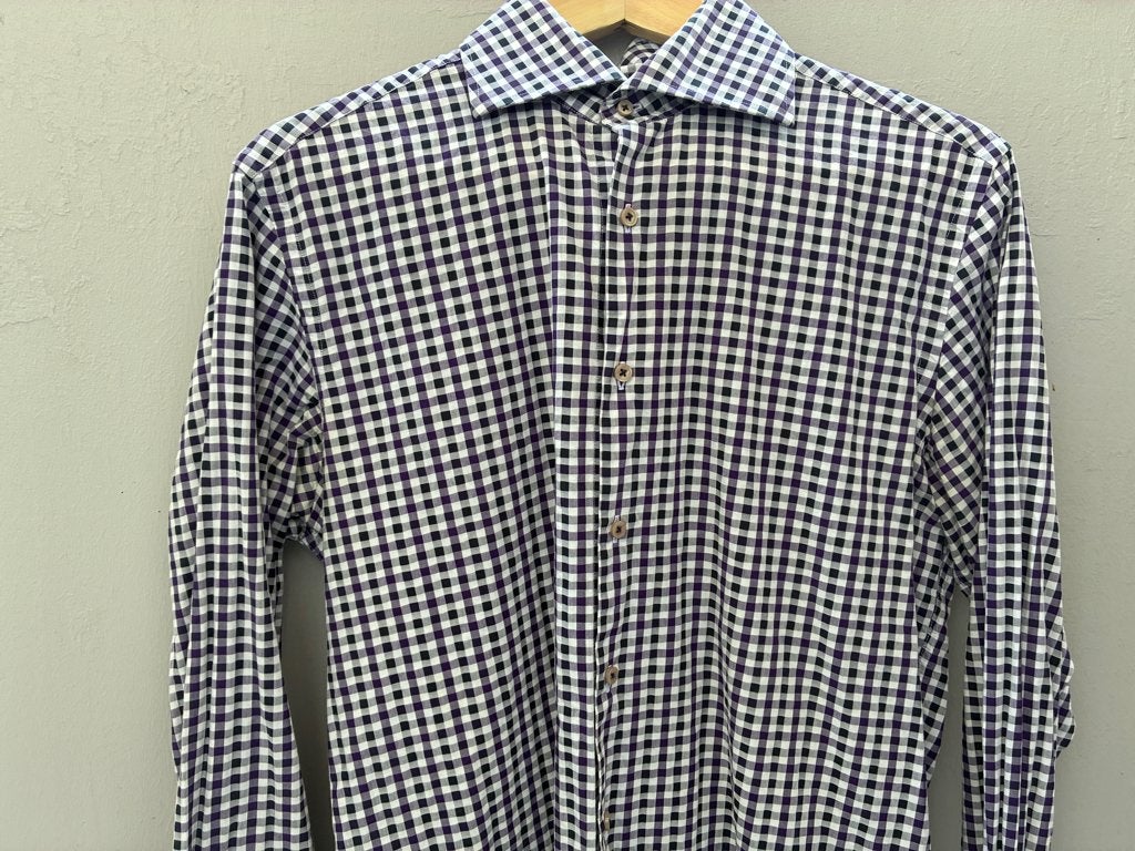 Oger Red shirt met paars zwarte ruit, maat 39, Paars, Oger, Gedragen, Halswijdte 39/40 (M)