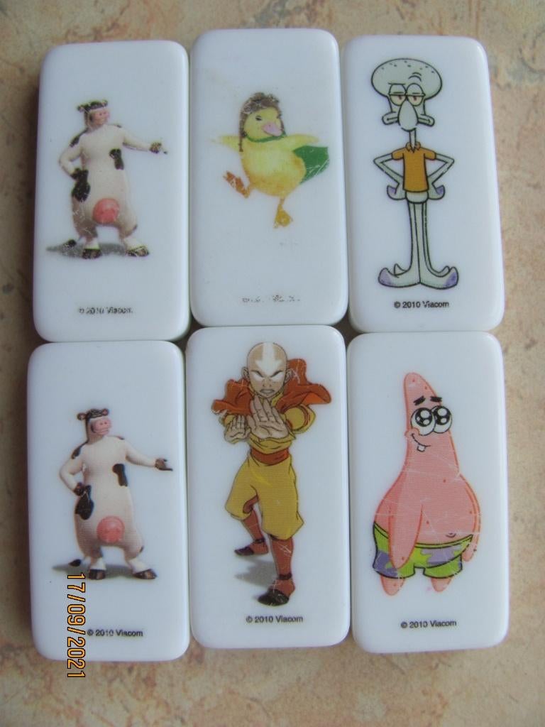 6x DOMINO steen NICKELODEON tv serie C1000 supermarkt IZGS, Verzamelen, Supermarktacties, C1000, Ophalen of Verzenden
