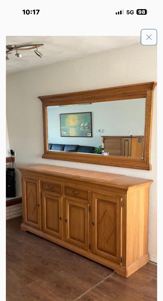 Prachtig klassiek dressoir + spiegel – veel opbergruimte, Antiek en Kunst, Ophalen