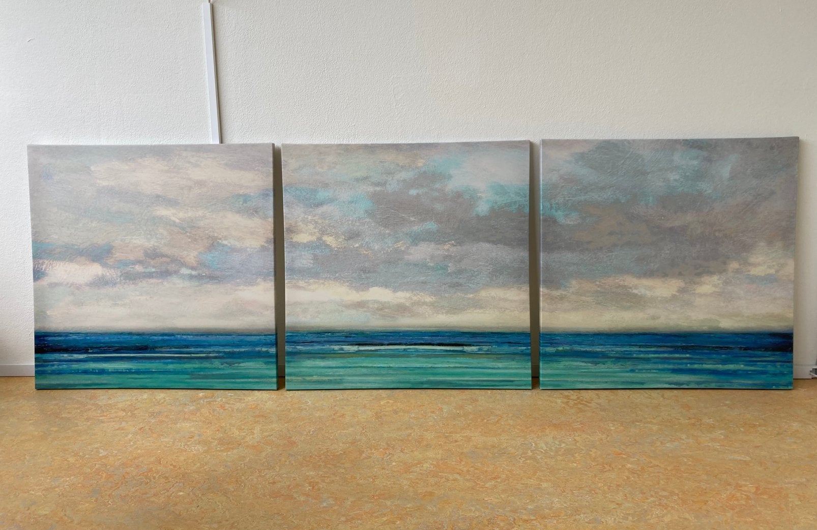 Pjätteryd IKEA canvas drieluik zeegezicht, Ophalen, Zo goed als nieuw, 50 tot 75 cm, Schilderij