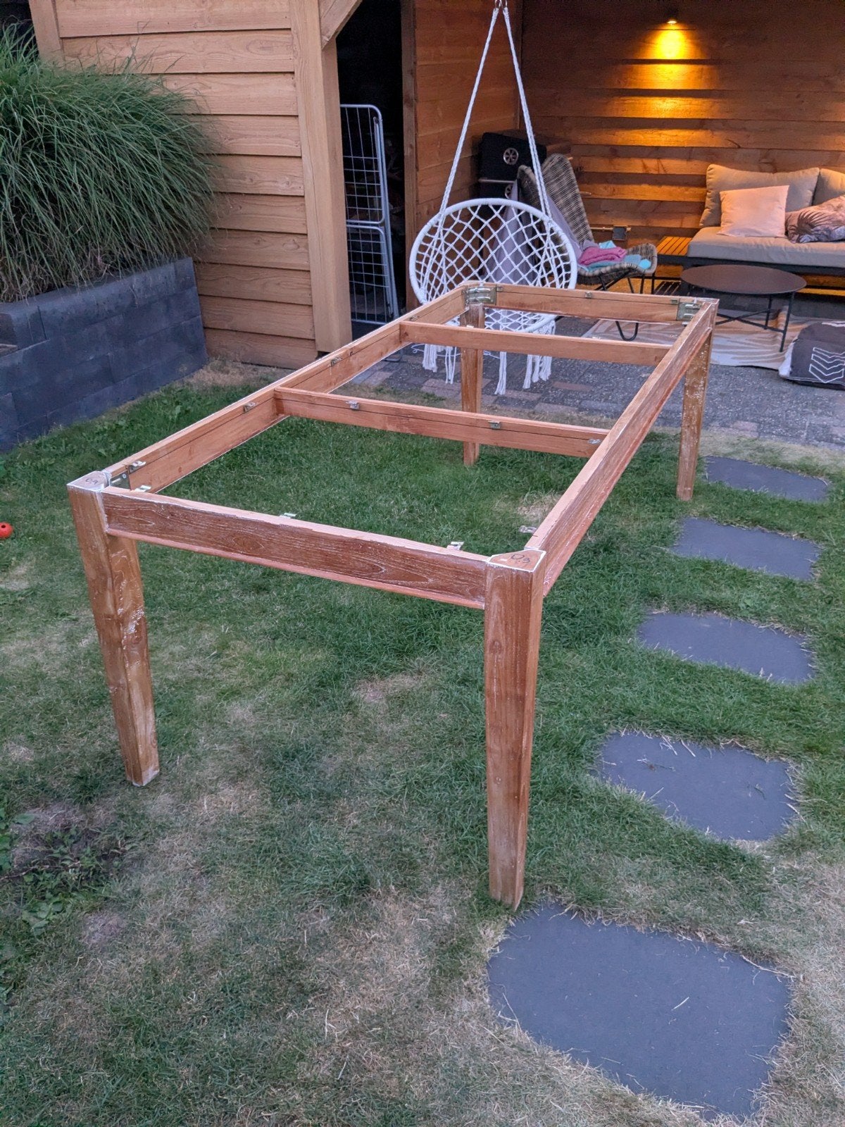 Eettafel onderstel (moet nu weg!!), Ophalen, Gebruikt, Teakhout, 200 cm of meer