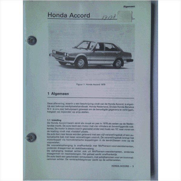 Honda Accord Vraagbaak losbladig 1979 #1 Nederlands, Ophalen of Verzenden, Gelezen, Honda