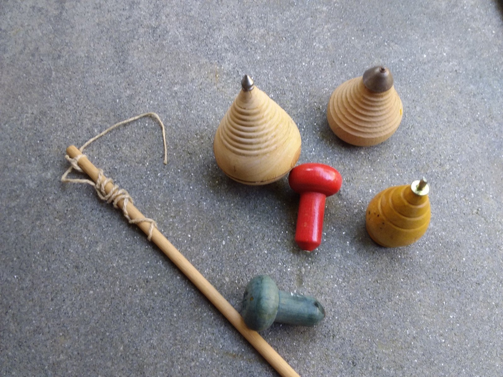 Vintage Houten Tollen Set, Ophalen of Verzenden, Gebruikt