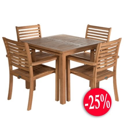 Teak houten set van vier stoelen en tafel, 4 zitplaatsen, Verzenden, Teakhout, Nieuw