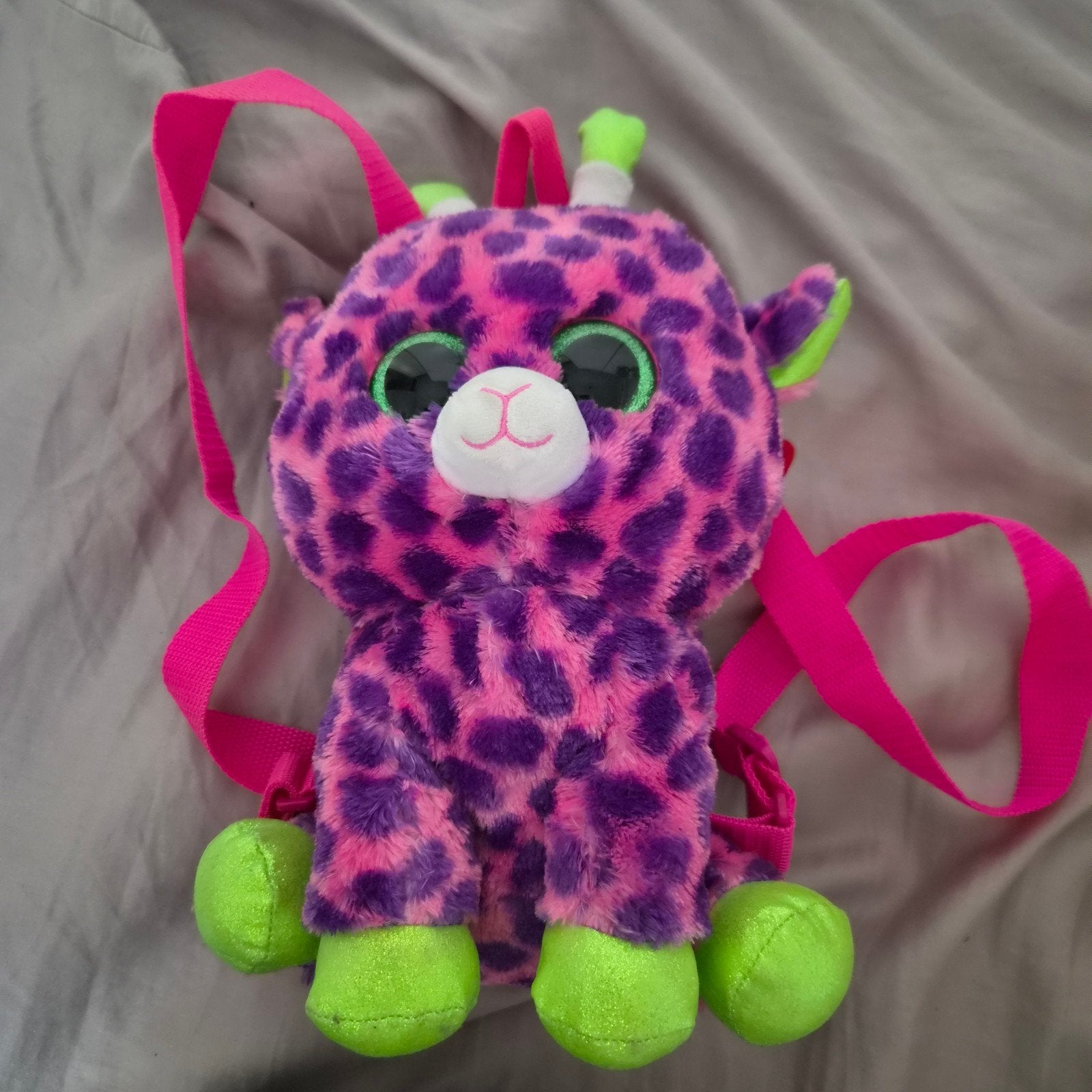 Ty Beanie Boo Giraf Rugzak Roze Paars, Giraf, Ophalen of Verzenden, Zo goed als nieuw, Middelgroot (20 tot 80 cm)