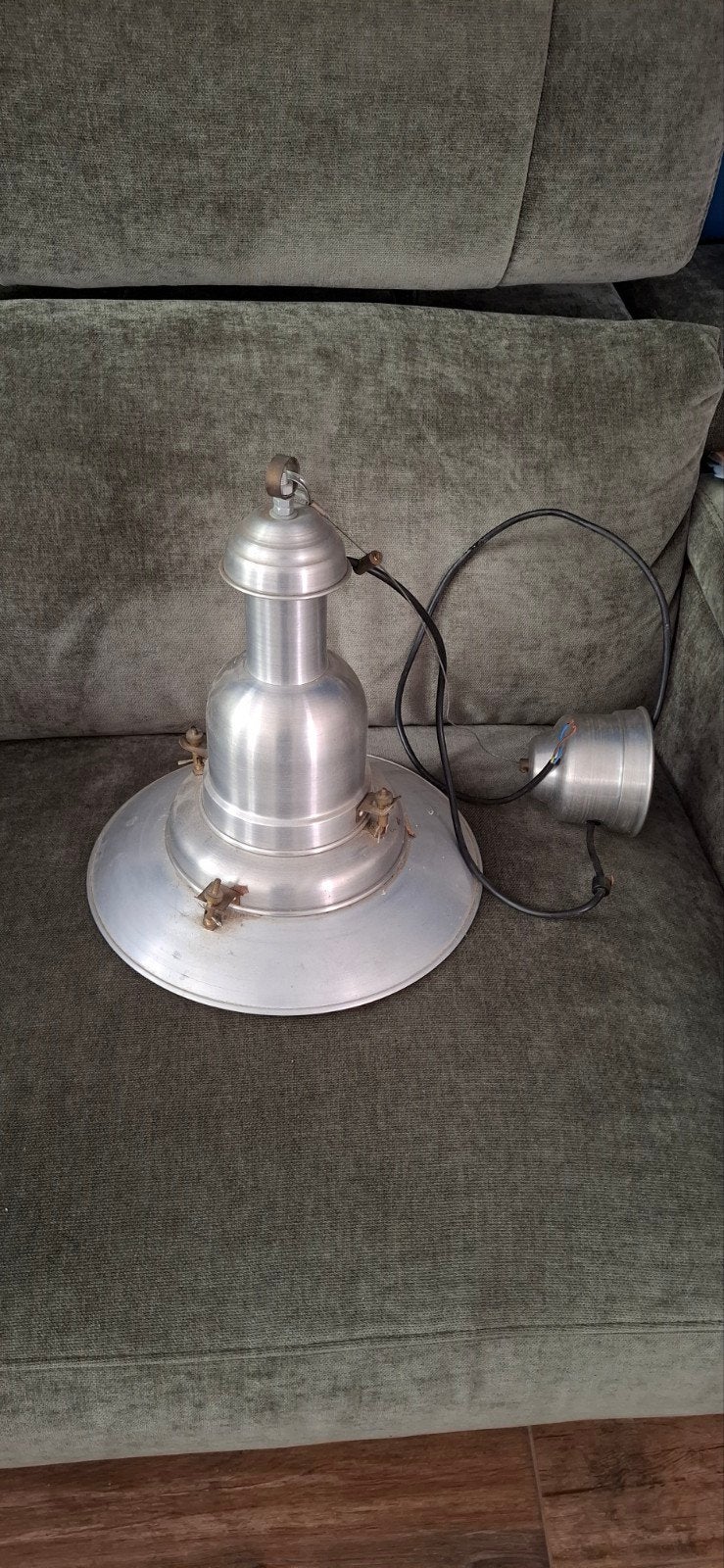 Vintage aluminium hanglamp - industrieel design, Ophalen