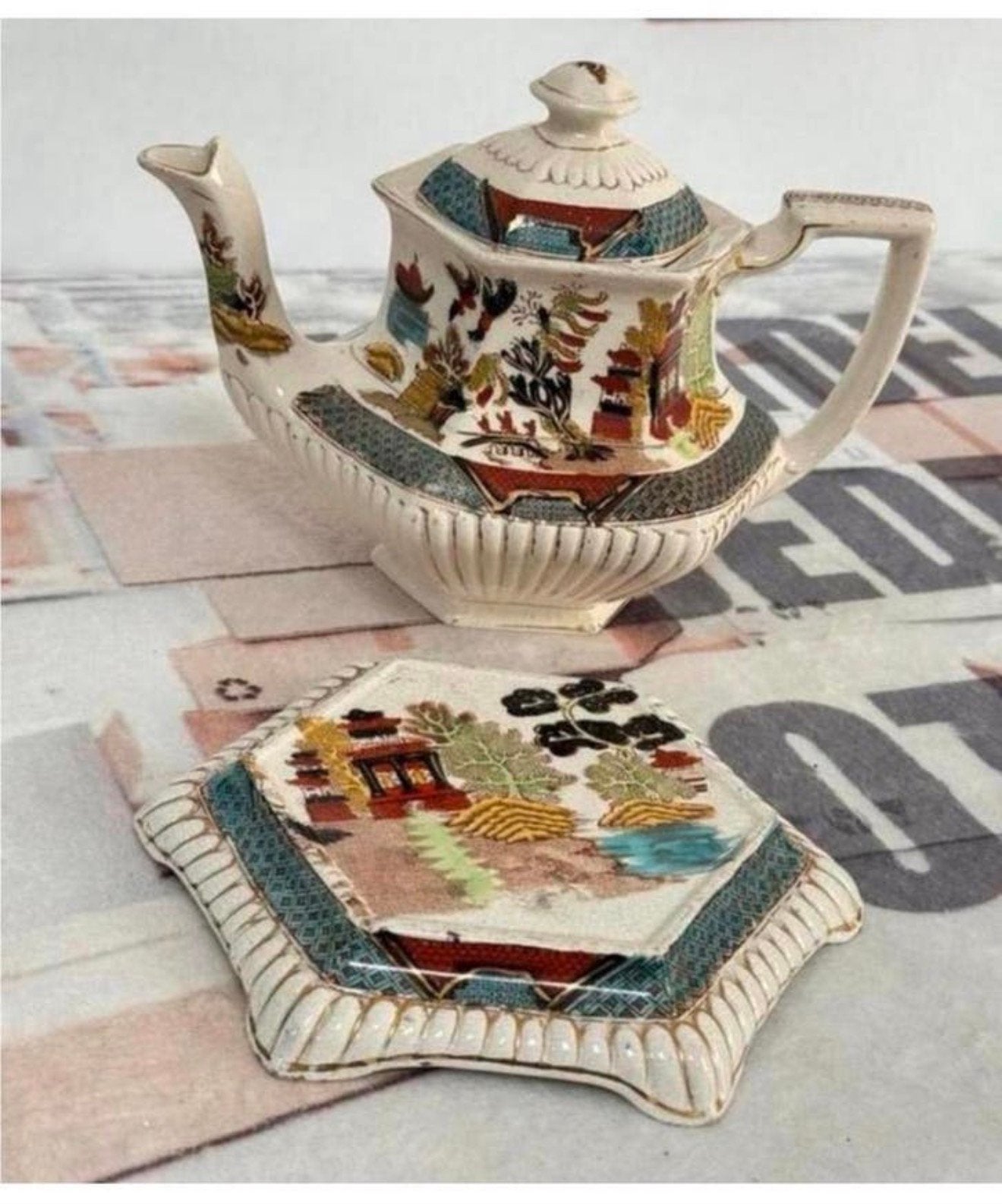 Antiek 1900 Gater Hall & Co Theepot porselein thee-pot set, Antiek en Kunst, Ophalen of Verzenden