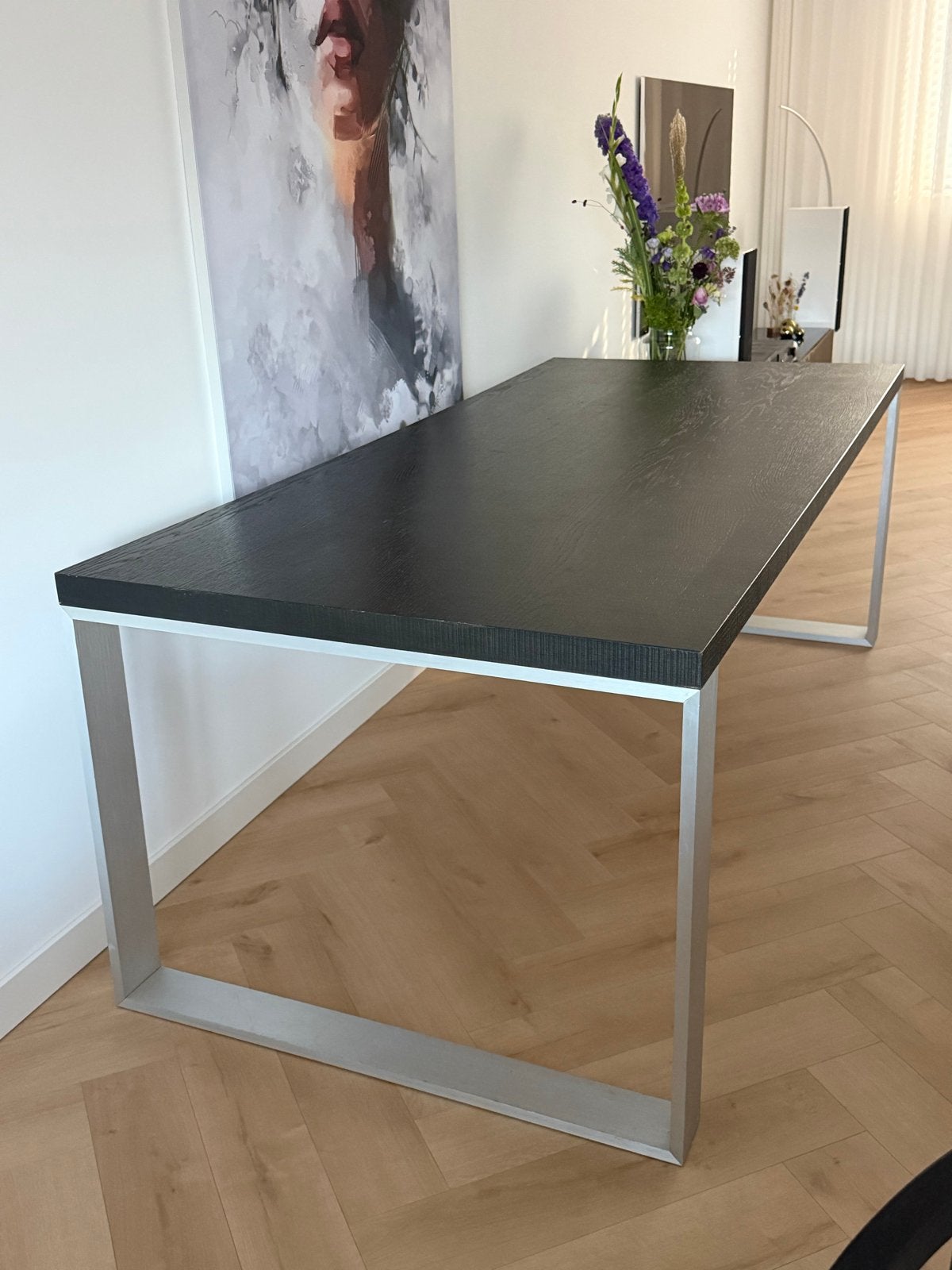 Tegen elk aannemelijk bod. 220x100 cm eettafel zwart, Huis en Inrichting, Ophalen, Gebruikt, 100 tot 150 cm, 200 cm of meer