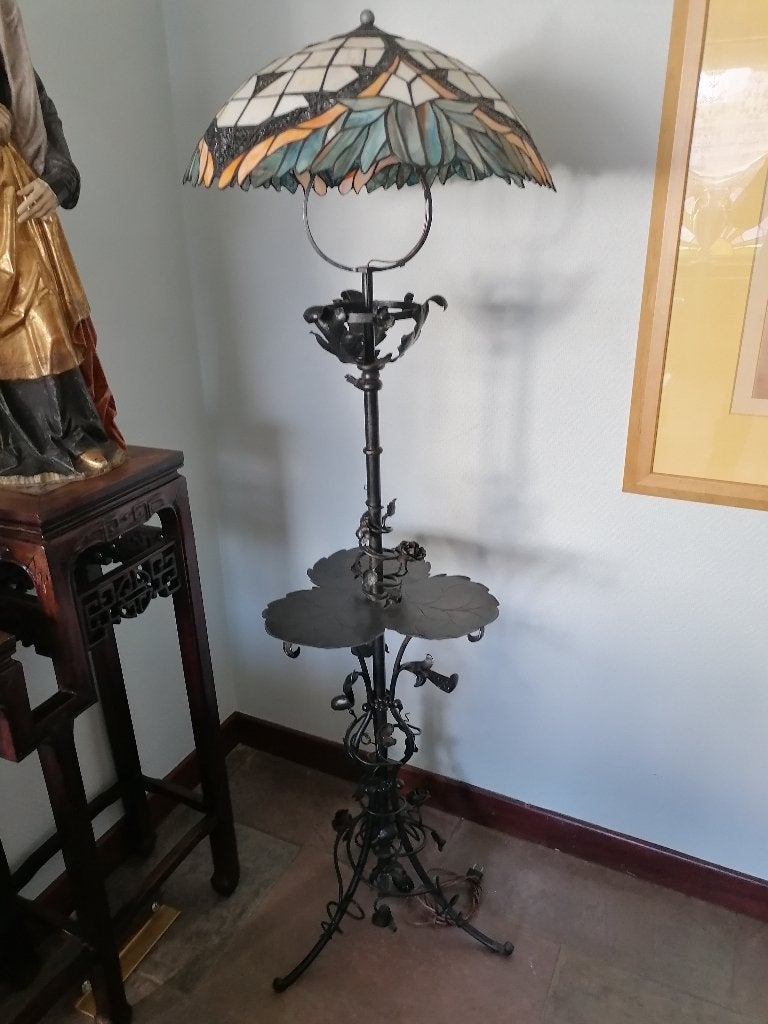 Art Nouveau lotus lamp smeedijzer, Ophalen