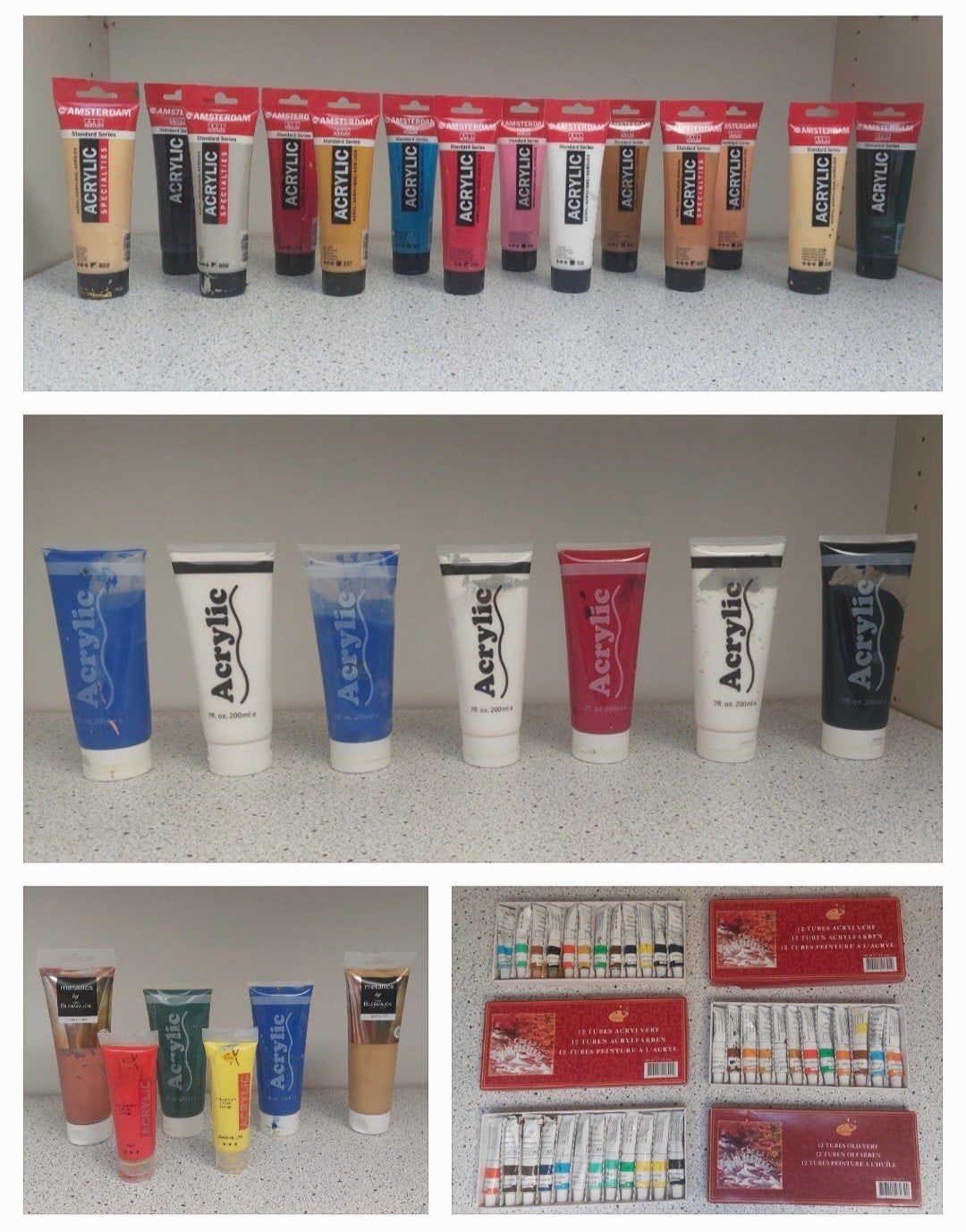 27 tube Acrylverf & 3 pakjes Olieverf Alles voor €35, Ophalen of Verzenden, Gebruikt, Acrylverf