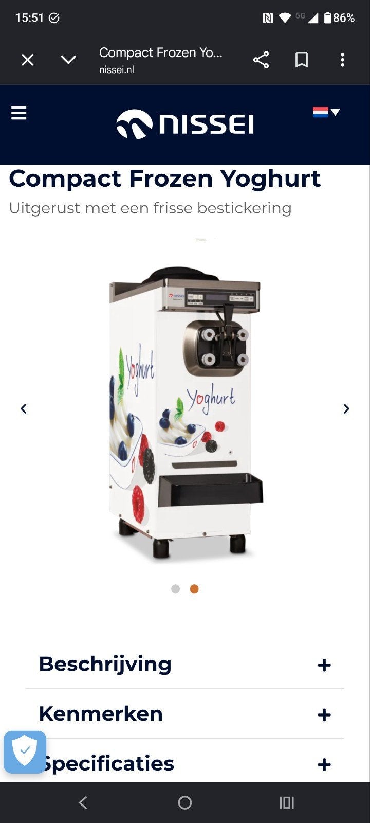 Compacte Pasteuriserende Frozen Yoghurt IJsmachine, Ophalen, Zo goed als nieuw, Wit, Overige merken