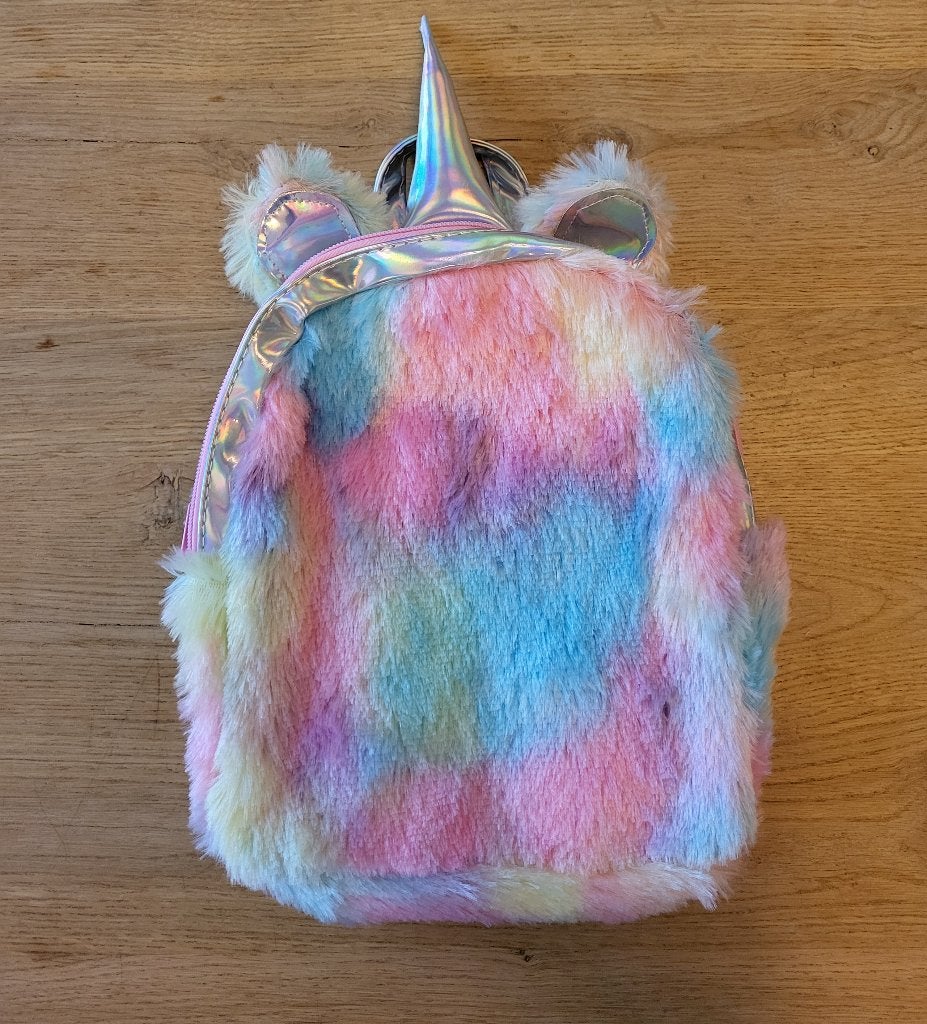 Nieuw! Unicorn rugzak, fluffy, rainbow, pluche 28cm x 24cm, Overige merken, Minder dan 30 cm, Nieuw, Ophalen of Verzenden