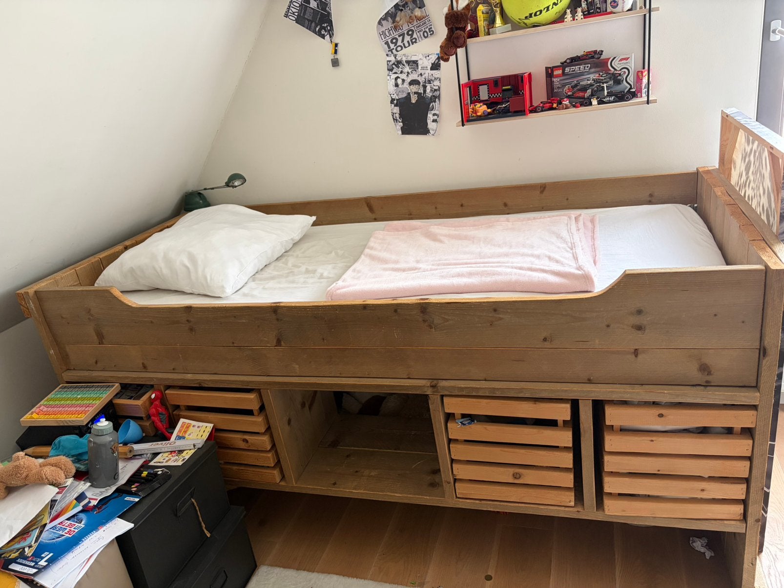 Halfhoogslaper 210x97 met hut of logeer mogelijkheden, 85 tot 100 cm, Gebruikt, Ophalen of Verzenden, Hoogslaper of Stapelbed