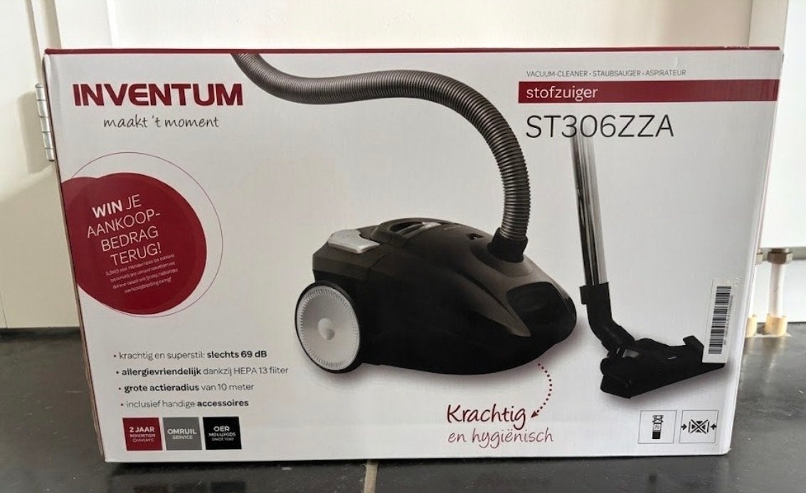 Inventum ST306ZZA Stofzuiger - nieuw in doos, Stofzak, Inclusief accessoires, Nieuw, Ophalen of Verzenden