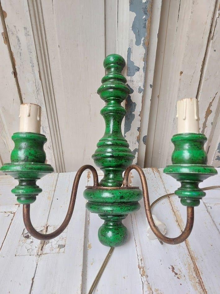 Vintage houten wandlamp, Gebruikt, -, -, Vintage