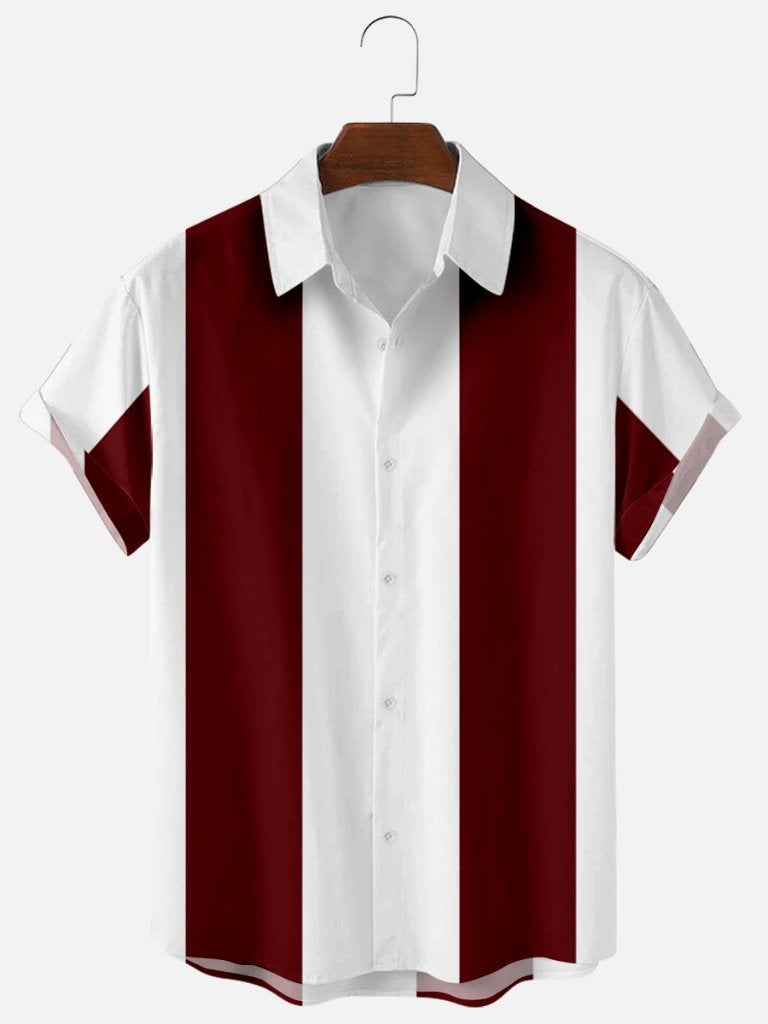Rood wit gestreept heren overhemd / bowling rockabilly, Verzenden, Nieuw, Meerkleurig, Overige halswijdtes