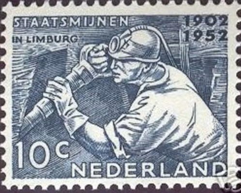 Nederland 1952 - nvph 582 - Staatsmijnen - plakkerafdrukje, Ophalen of Verzenden, Na 1940