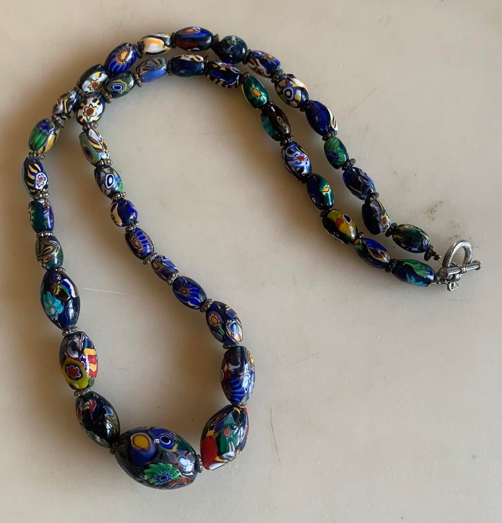Millefiori glaskralen ketting, Ophalen of Verzenden, Zo goed als nieuw, Overige materialen