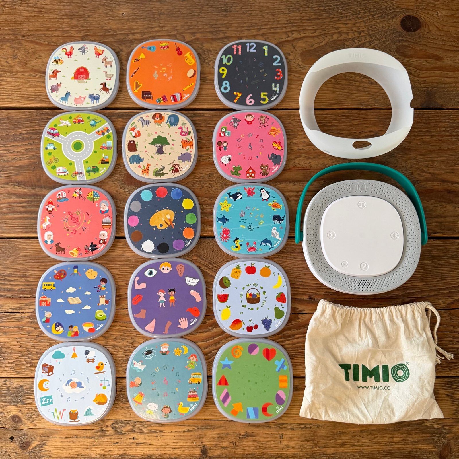 Timio audio & muziek speler met 5 cd’s + set 1 en set 2, Ophalen of Verzenden, Zo goed als nieuw, Met geluid