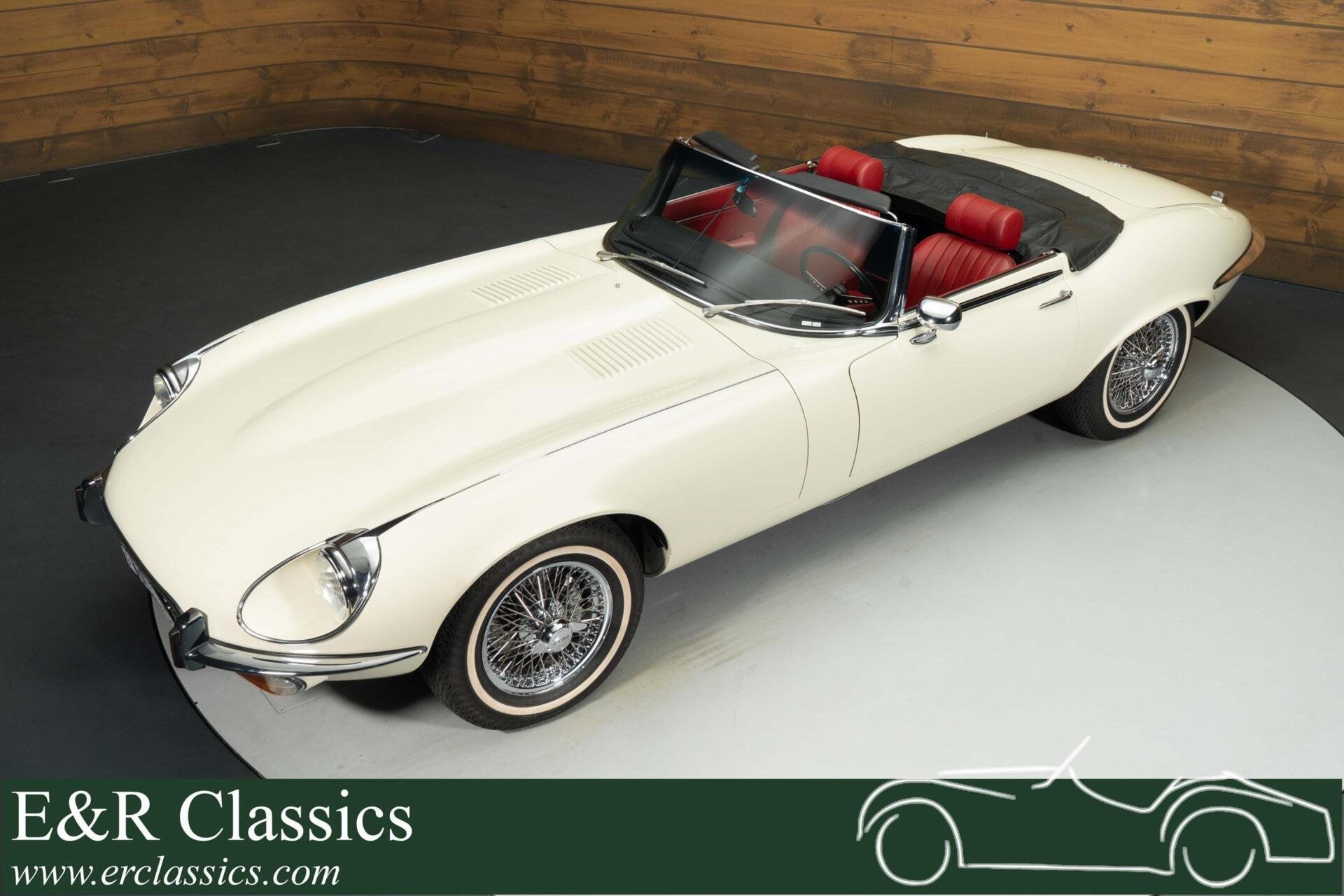 Jaguar E-Type Series 3 Cabriolet | 1974, Auto's, Achterwielaandrijving, Wit, Leder, Handgeschakeld
