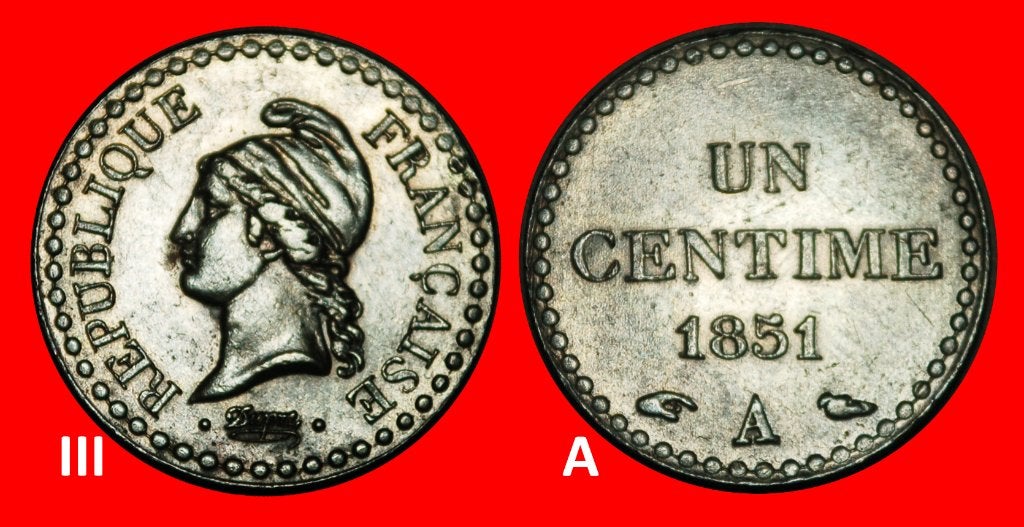 Ⰺ II REPUBLIC (1848-1852): FRANCE 1 CENTIME 1851A DISCOVERY!, Ophalen of Verzenden, Frankrijk, Losse munt