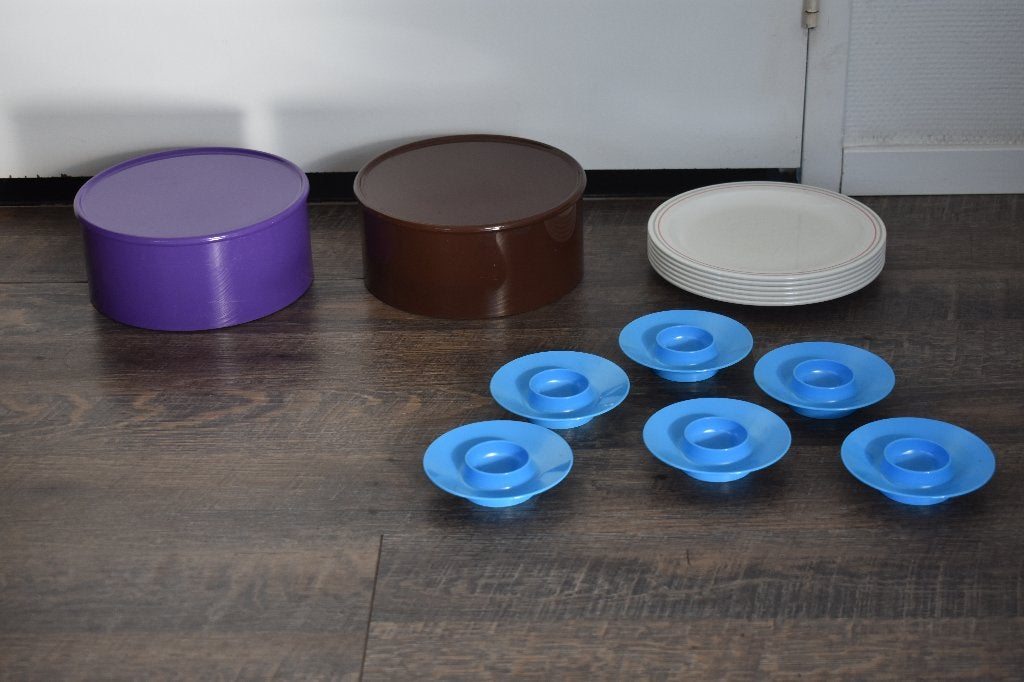 Mepal bruin paars koektrommel blauw eierdop emsa, Ophalen of Verzenden, Huis en Inrichting