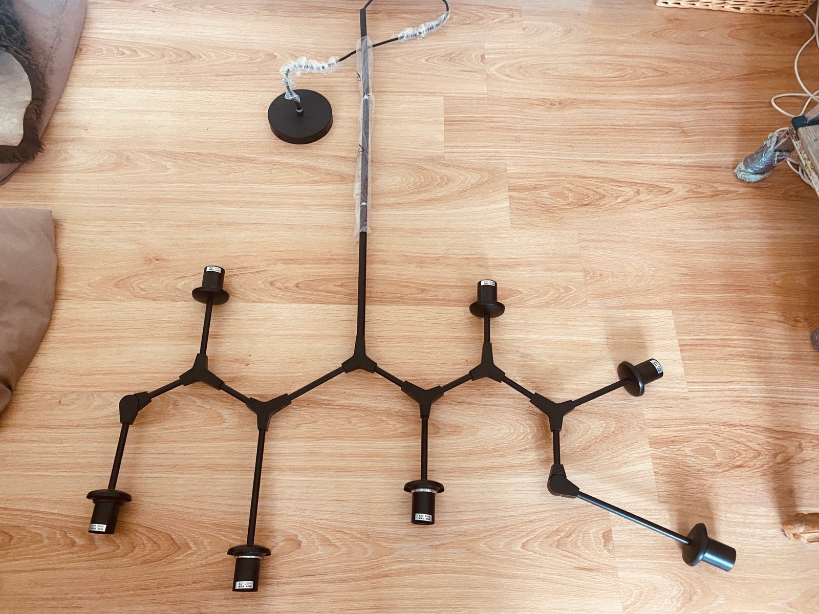 ETH Lime industriele zwart metalen lamp met 7 lichtpunten, Ophalen of Verzenden, Nieuw, Metaal, E27 (groot)