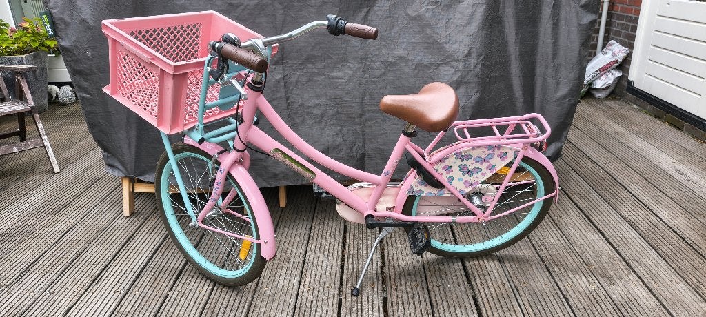 Popal Meisjesfiets 22 inch roze, Ophalen, Terugtraprem, 22 inch, Gebruikt