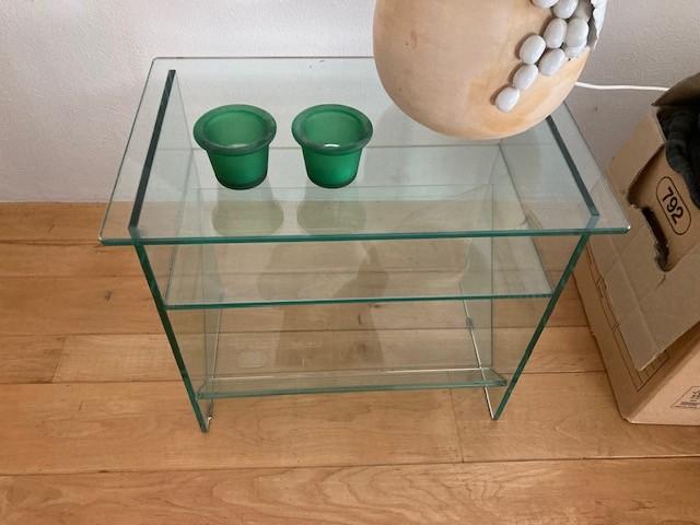 glazen bijzettafel, Huis en Inrichting, Tafels | Bijzettafels, 55 tot 75 cm, Modern, Rechthoekig, Ophalen