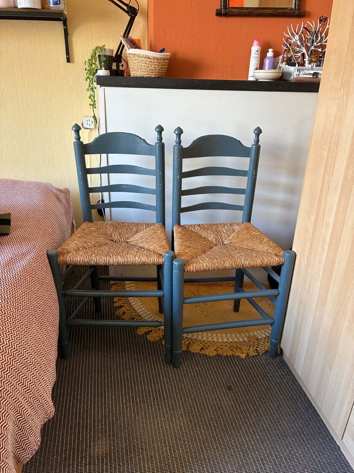 Stoelen met rieten zitting (set van 2), Huis en Inrichting, Ophalen, Gebruikt, Twee