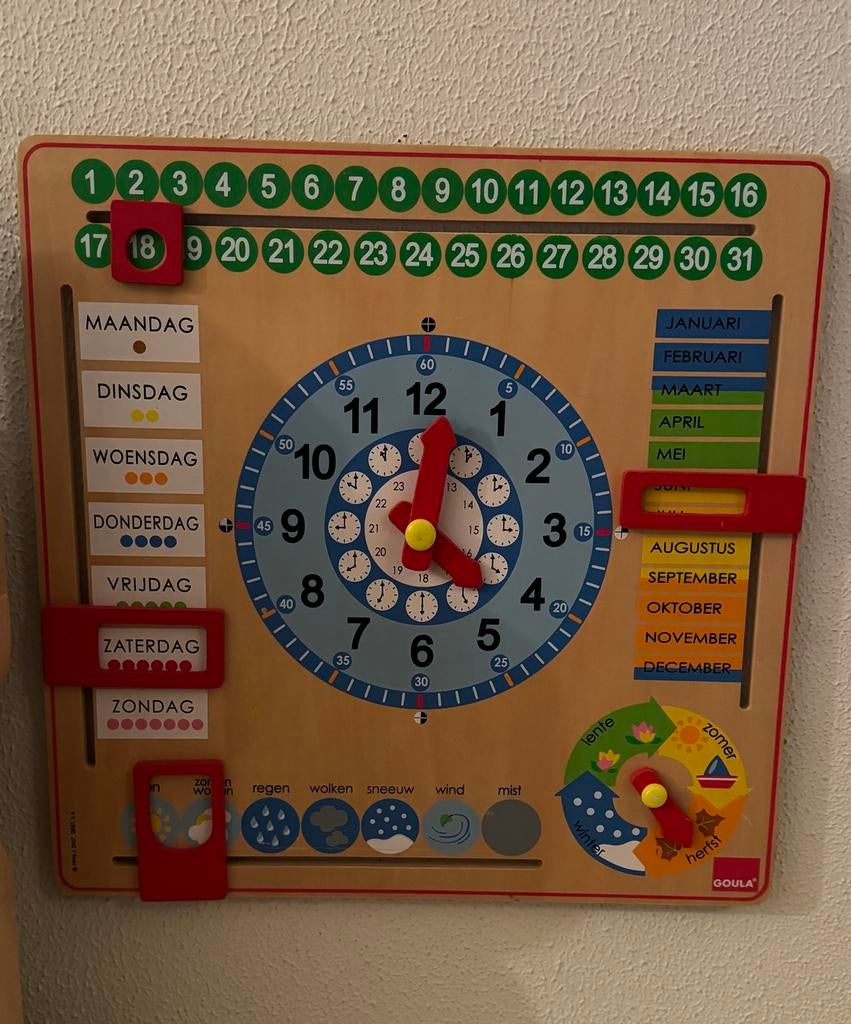 Goula houten kalender en klok, Kinderen en Baby's, Speelgoed | Houten speelgoed, Ophalen of Verzenden, Gebruikt, Overige typen