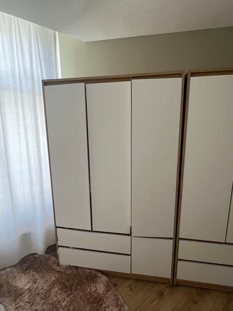Kledingkast wit/naturel eiken kleur, Huis en Inrichting, Kasten | Kledingkasten, Ophalen, 100 tot 150 cm, Zo goed als nieuw, Met lade(s)