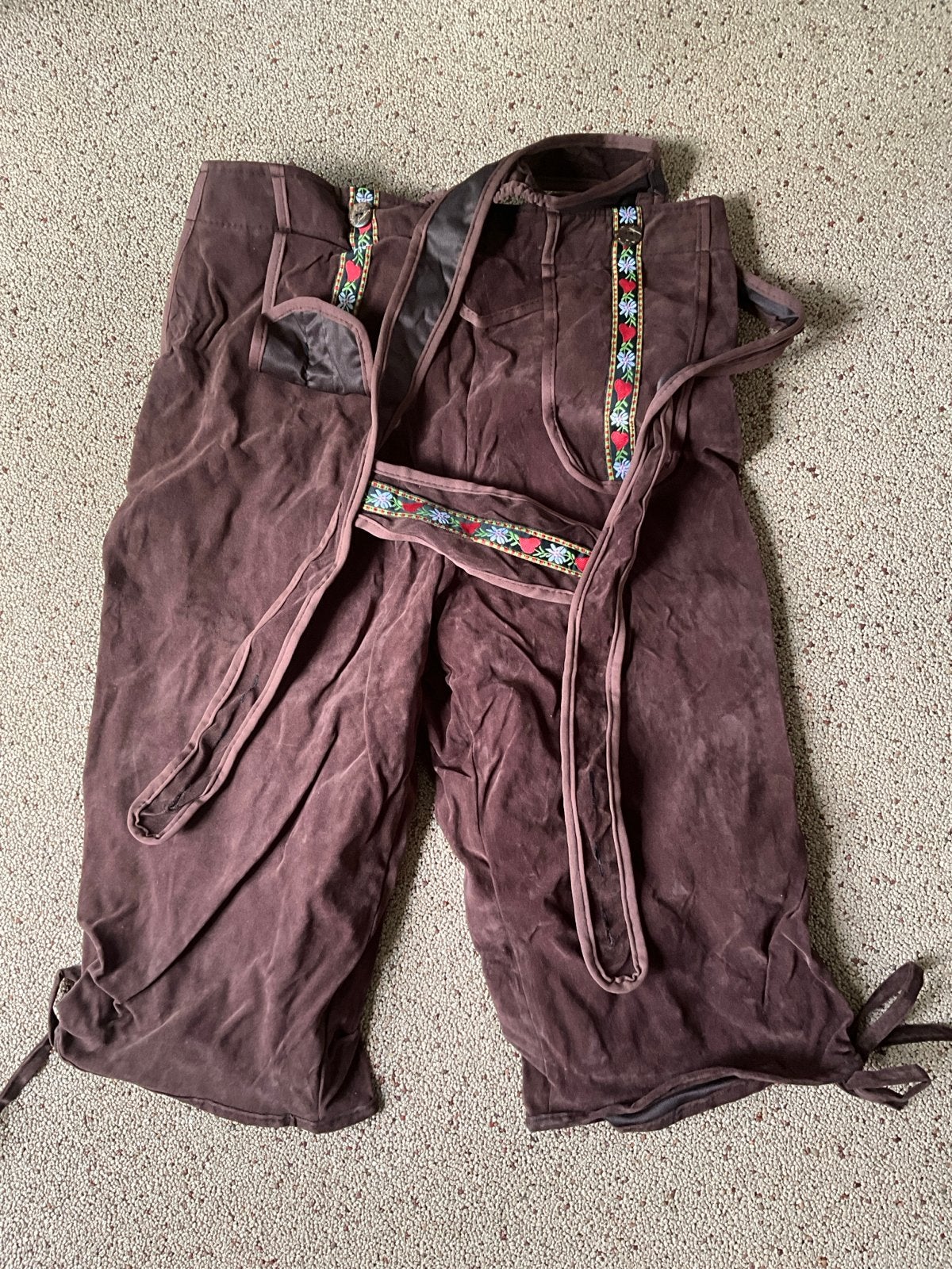 Bruine Lederhose met Borduurwerk - Oktoberfest Kleding, Kleding | Dames, Maat 38/40 (M), Carnaval, Ophalen of Verzenden, Kleding