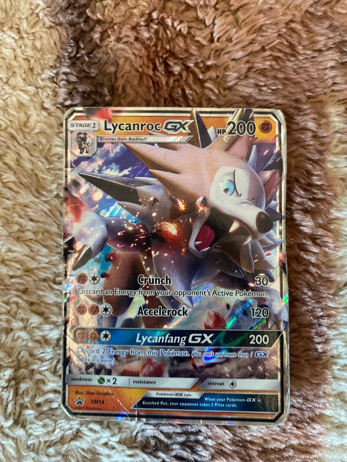 Pokémon Lycanroc GX SM14 Promo Kaart, Ophalen of Verzenden, Gebruikt, Losse kaart, Foil