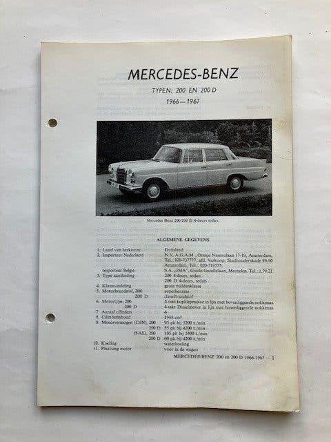 Vraagbaak   Mercedes  typen   200 en 200 D     1966  -  1967, Ophalen of Verzenden