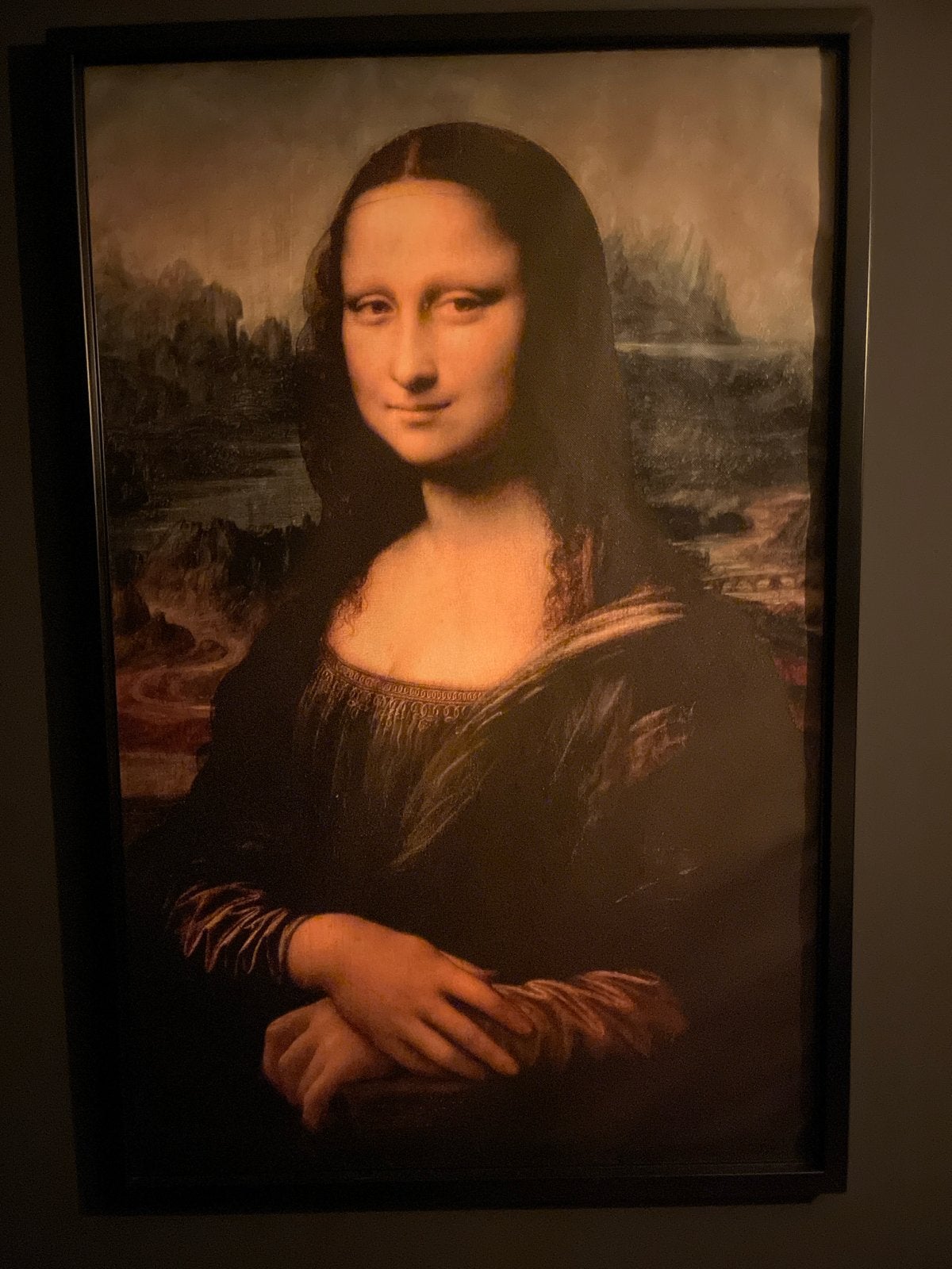 Mona Lisa reproductie - Ingelijst schilderij, Antiek en Kunst, Ophalen, Doek, Portret of Personen, Klassiek