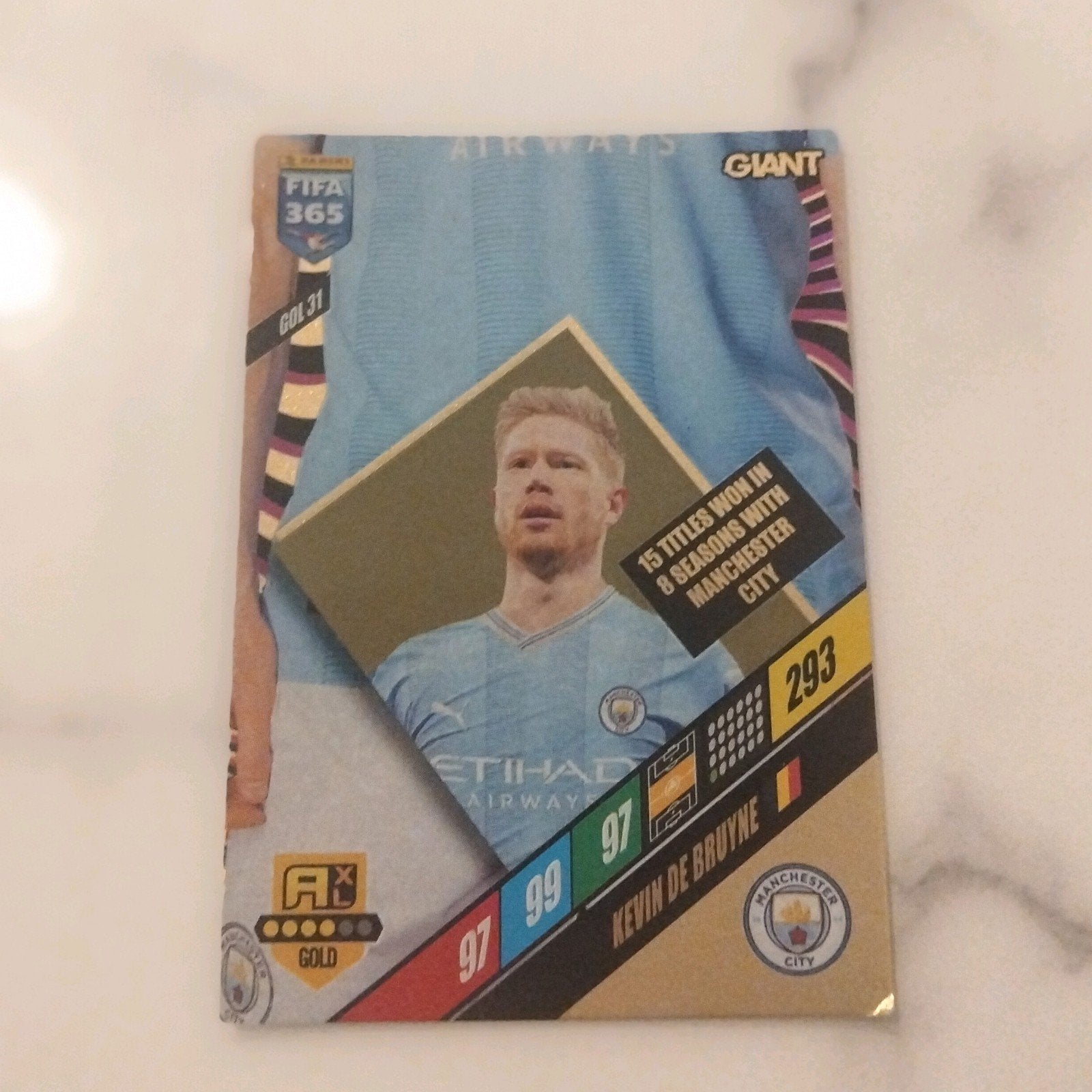 KDB Kevin de Bruyne Manchester City panini kaart, Ophalen, Zo goed als nieuw, Buitenlandse clubs, Poster, Plaatje of Sticker