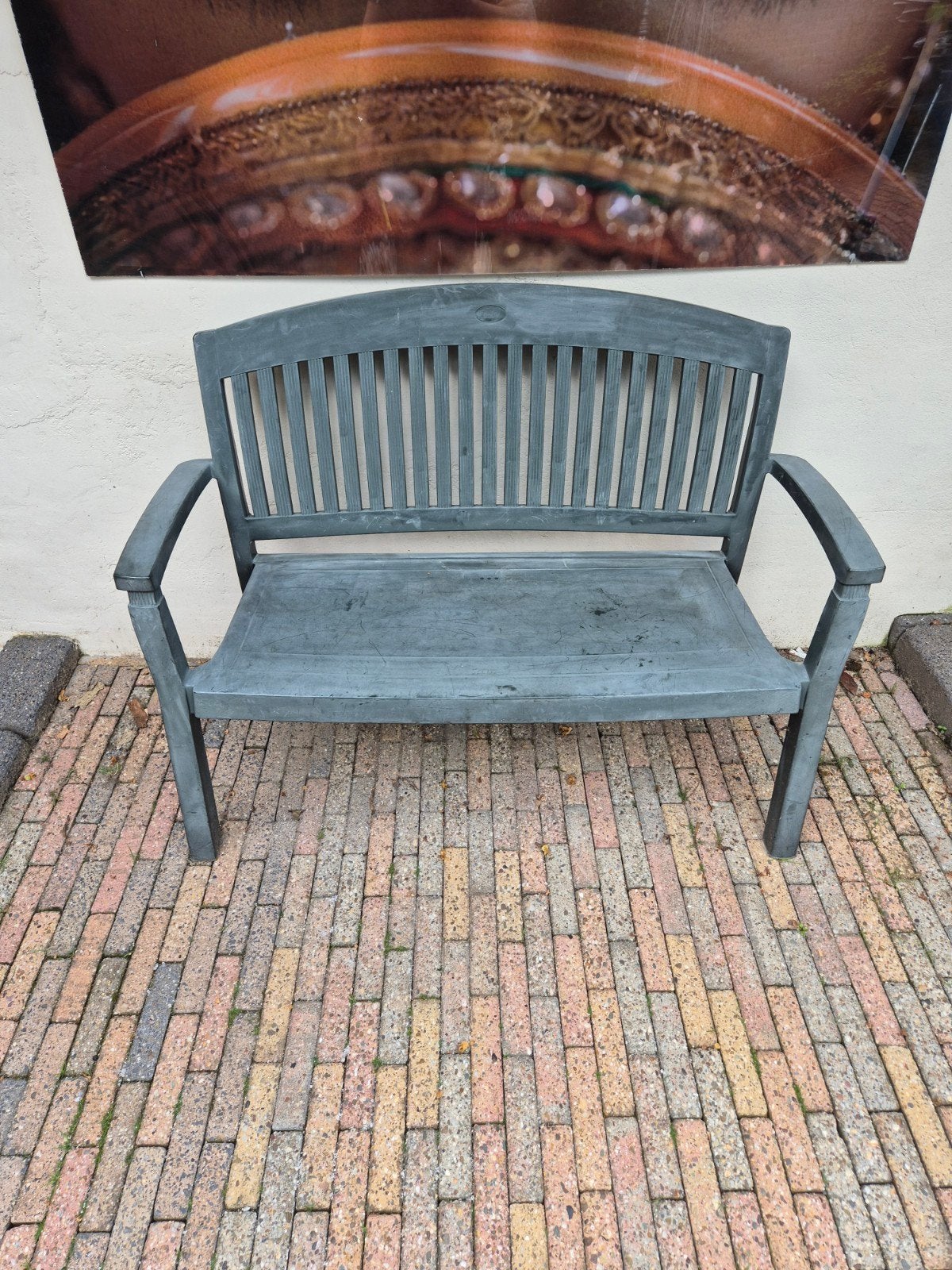 Stevige Hartman Tuinbank - 117cm breed, 90cm hoog, Tuin en Terras, Tuinbanken, Ophalen, Gebruikt, Kunststof
