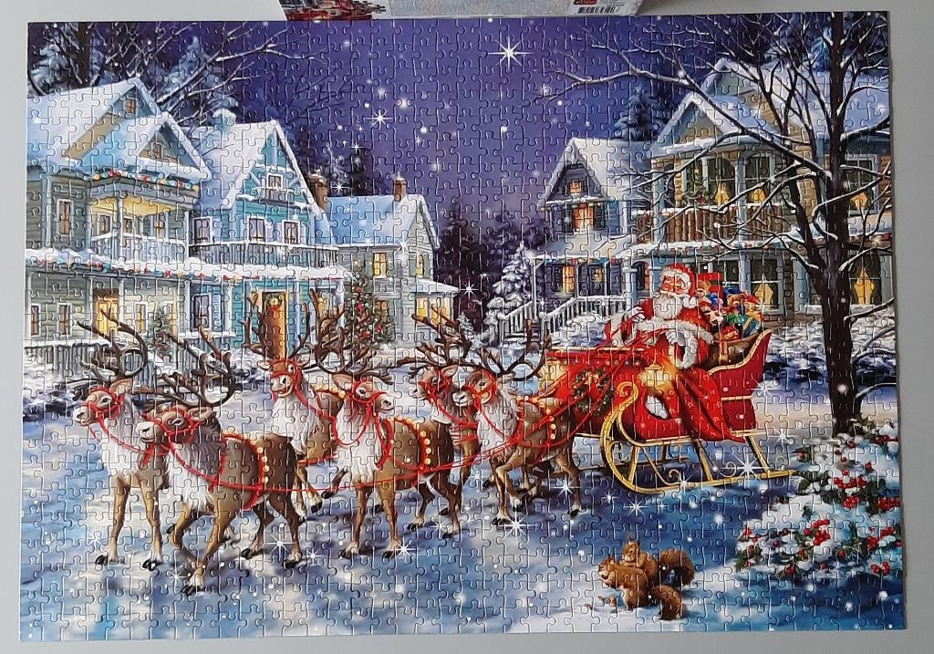 Legpuzzel King 1000 stukjes Christmas Downtown, Ophalen, 500 t/m 1500 stukjes, Zo goed als nieuw, Legpuzzel